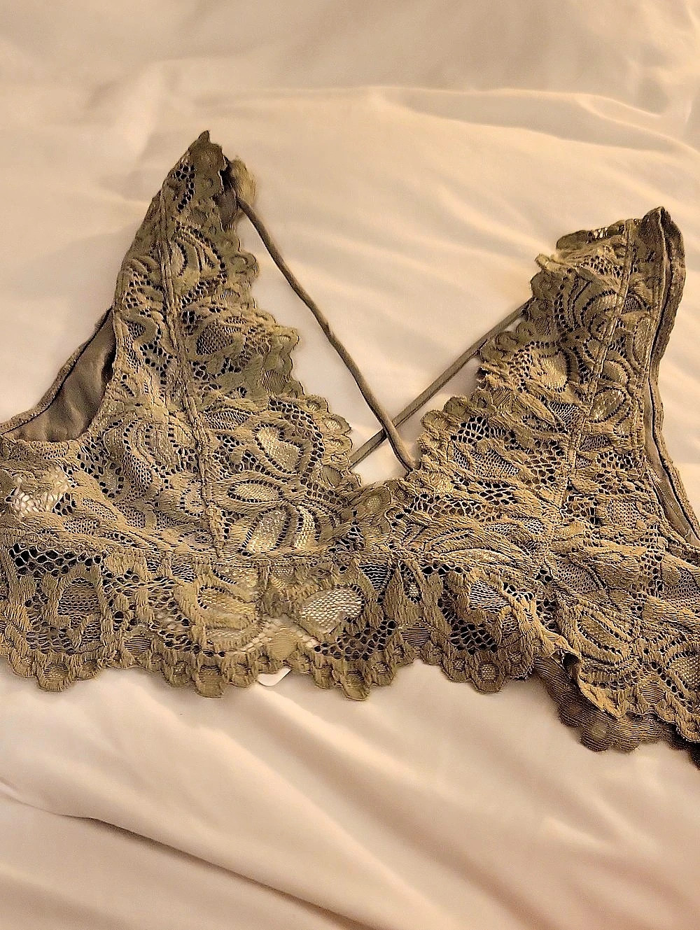 Ambiance Lace Bralette Floral Green Medium NWT